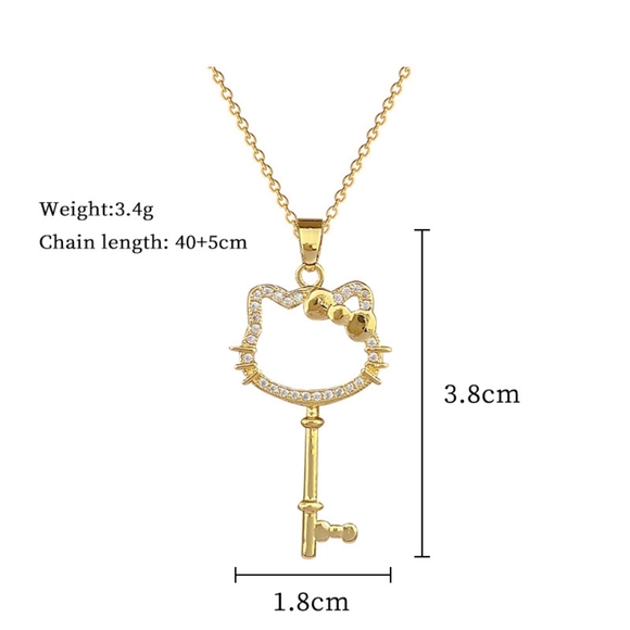 14k gold hello kitty key diamond necklace - Picture 6 of 6